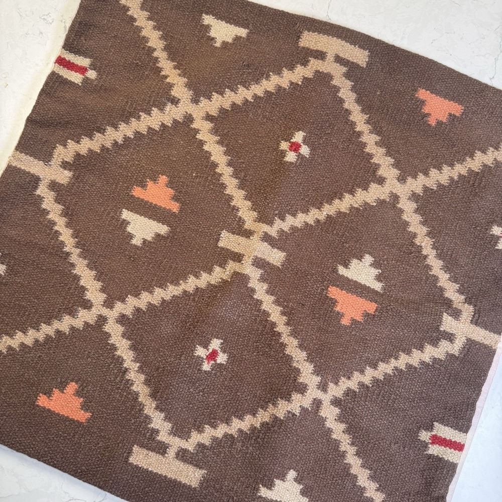 Vtg Kilim Pillow Cover turkish southwestern bohemian Aztec boho Rustic 24" X 24"